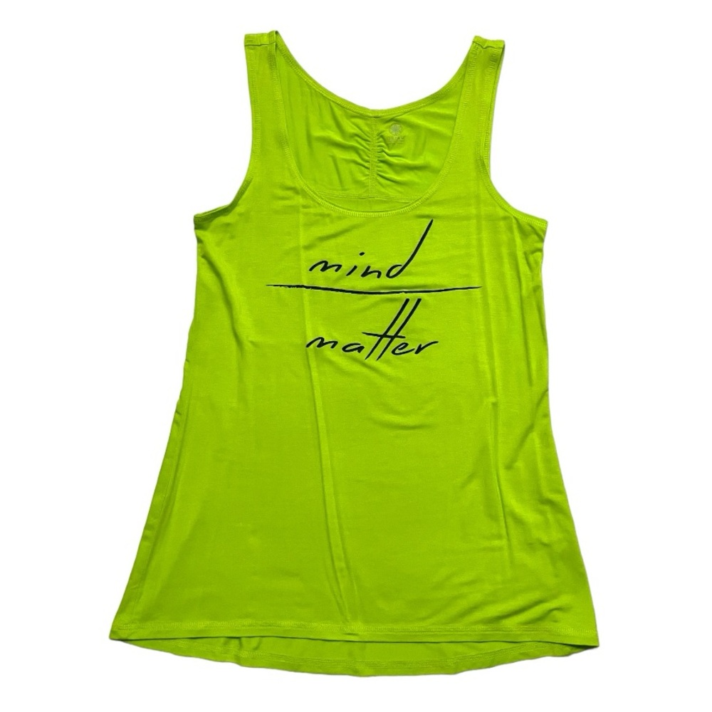 GAIAM Mind Over Matter Tank Top Yoga Stretch Athleisure Retro Neon Green Size XS